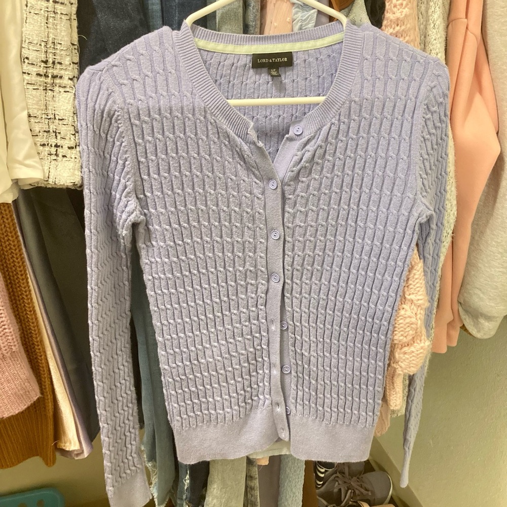 Lord & Taylor Cable Cashmere Cardigan